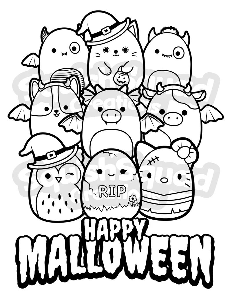 Squishmallow Happy Malloween Coloring Page