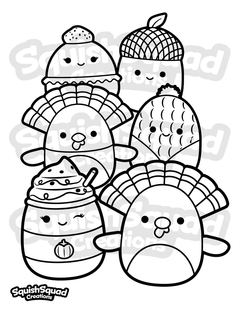 Squishmallow Thanksgiving Coloring Pages