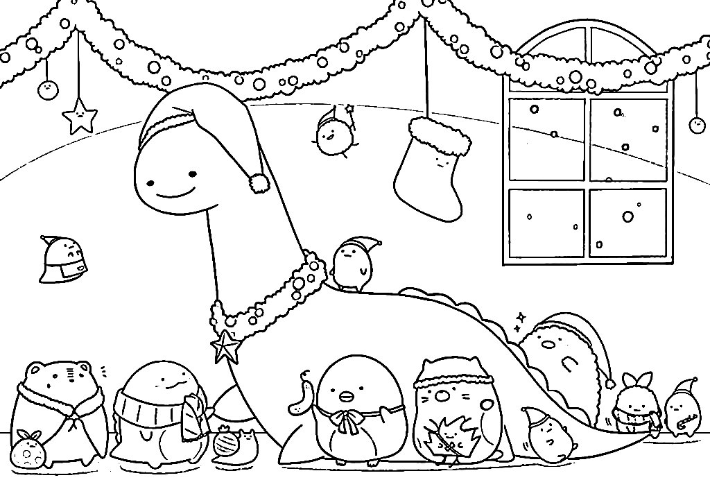 Página para colorir de Natal de Sumikko Gurashi