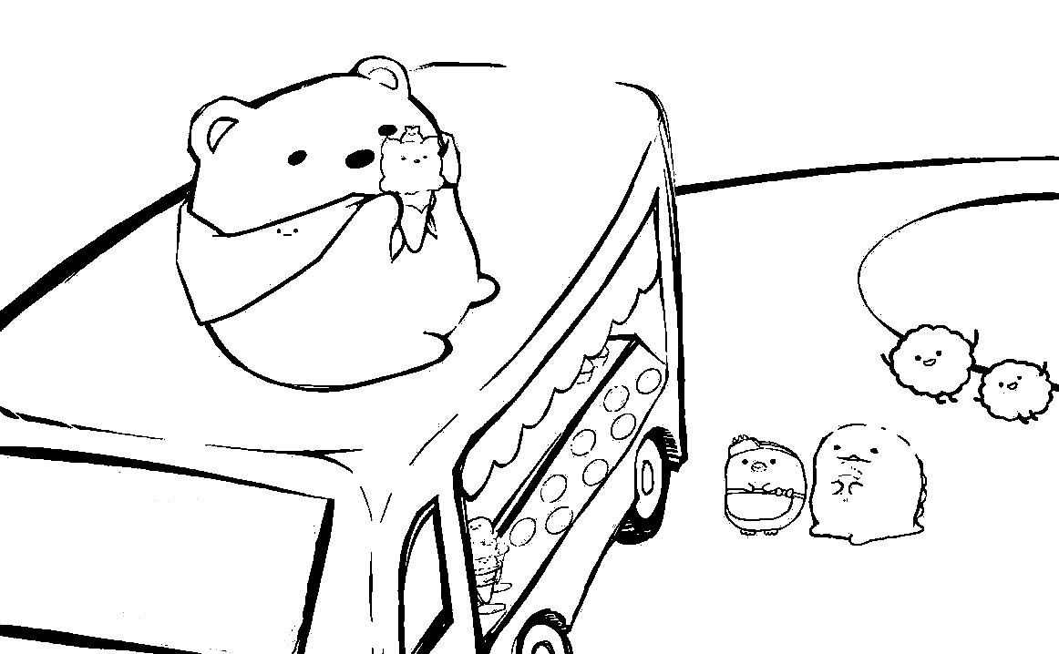 Desenho de Sumikko Gurashi com sorvete para colorir