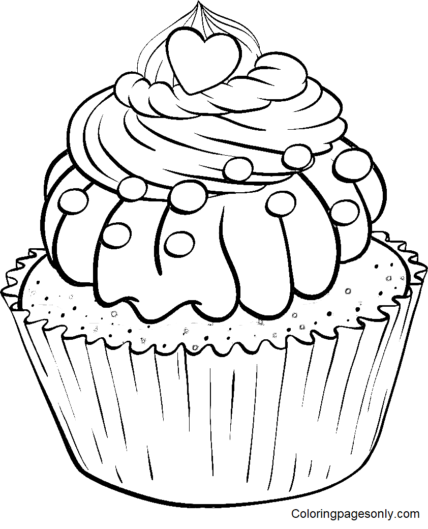Pagina da colorare di cupcake dolce