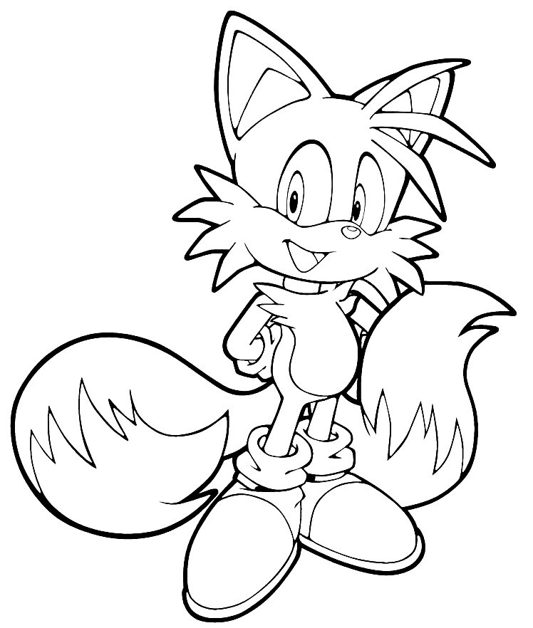 Tails Smiling Coloring Page