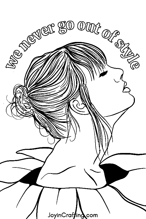 Taylor Swift with bangs Coloring Page