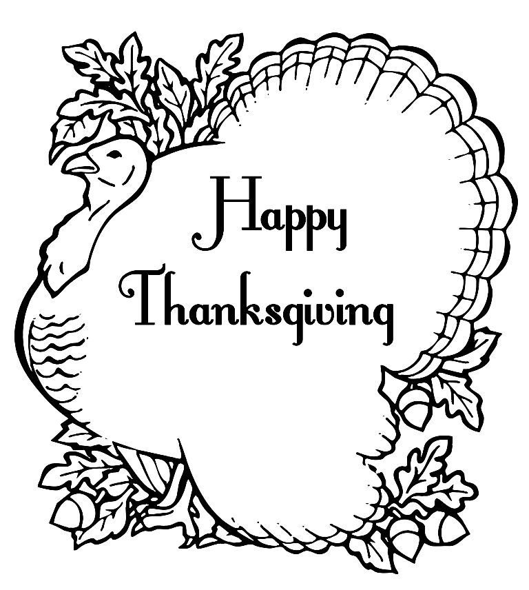 Thanksgiving with Turkey Coloring Pages