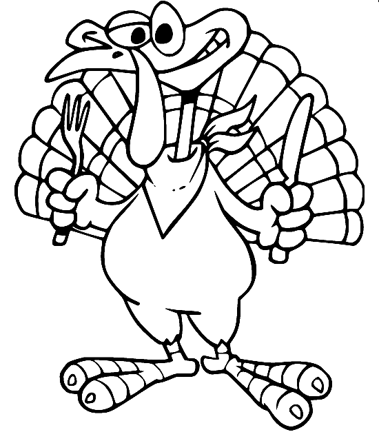 Turkey Ready for Dinner Coloring Page