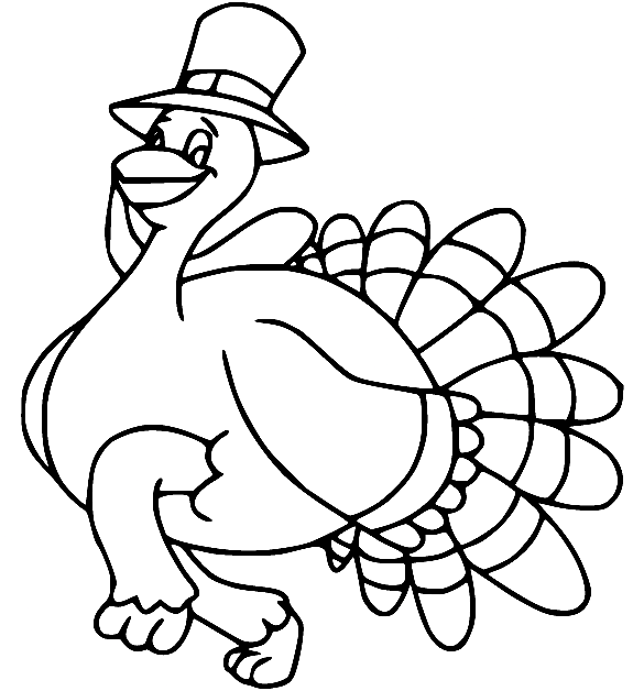 Turkey in the Pilgrim Hat Coloring Page