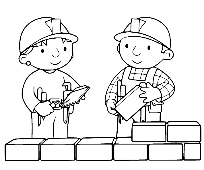Two Little Workers on Labor Day Coloring Page