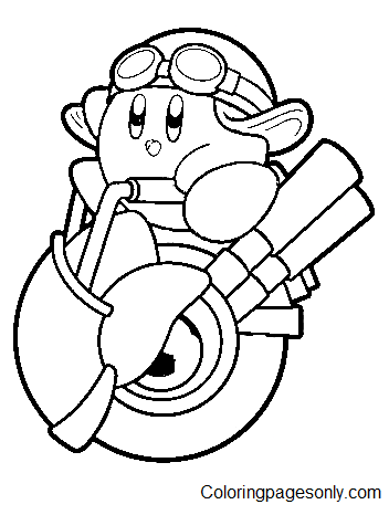 Wheelie Rider Kirby Coloring Page