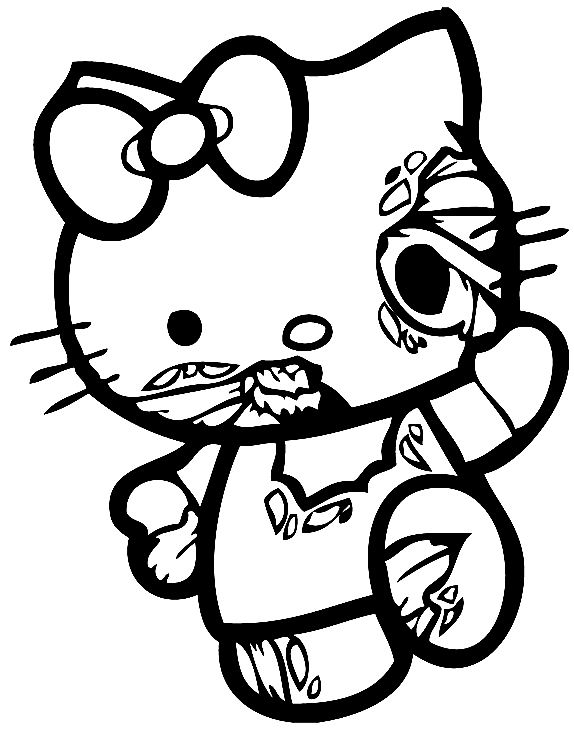 Zombie Hello Kitty Coloring Page
