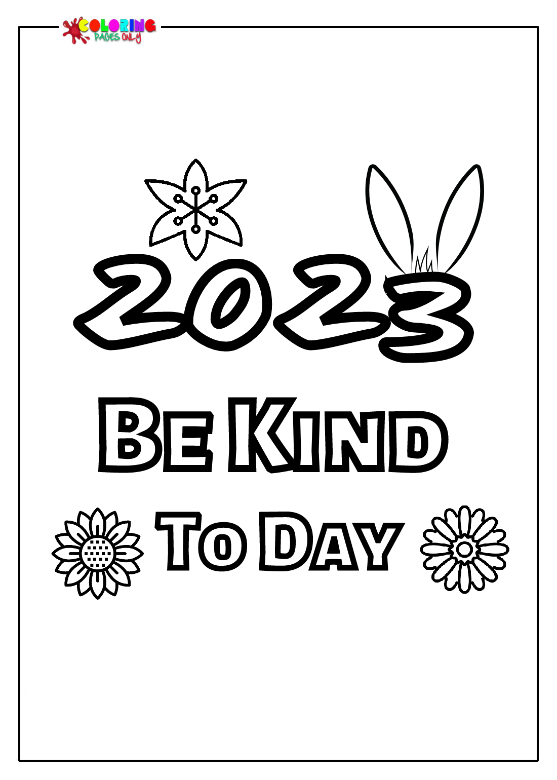 2023 Be Kind To Day Coloring Page