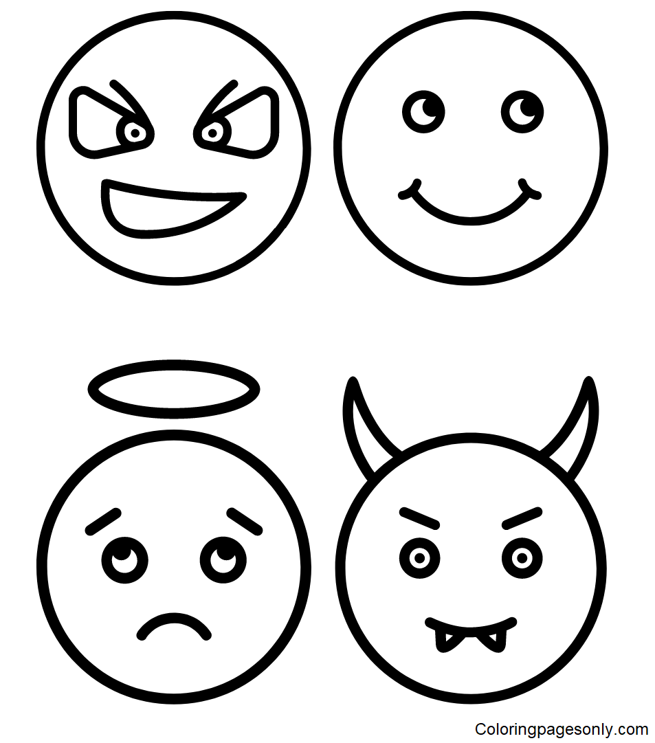 Angel Emotions and Emotions Evil Coloring Pages