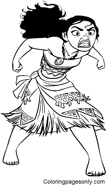 Angry Moana Coloring Page