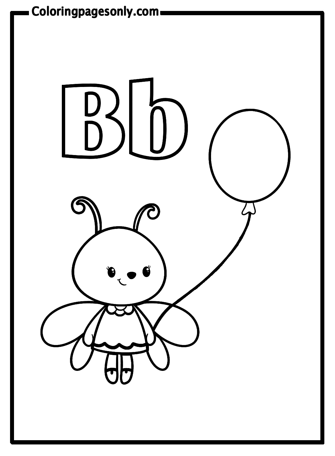 B Is For Bee And Balloon Coloring Pages