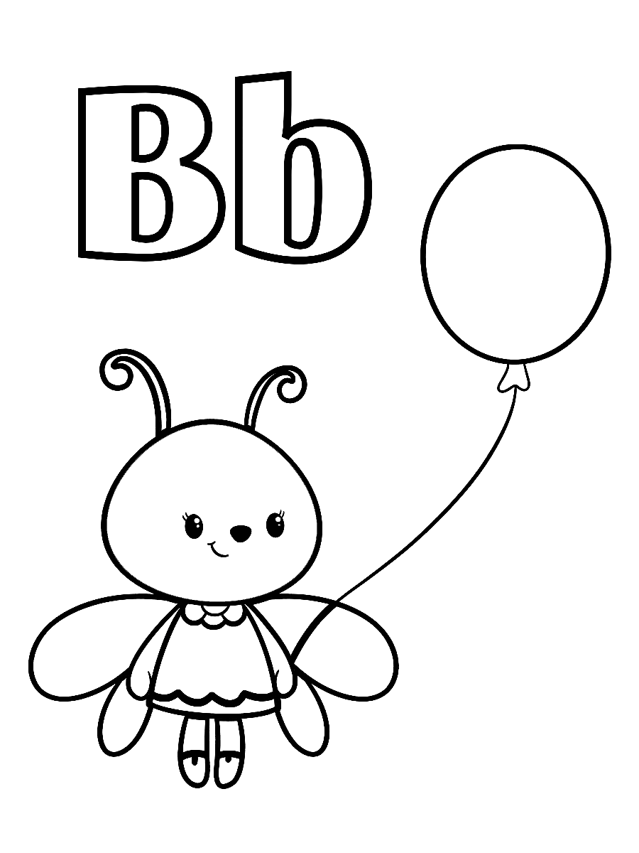 B is for Bee and Balloon Coloring Pages