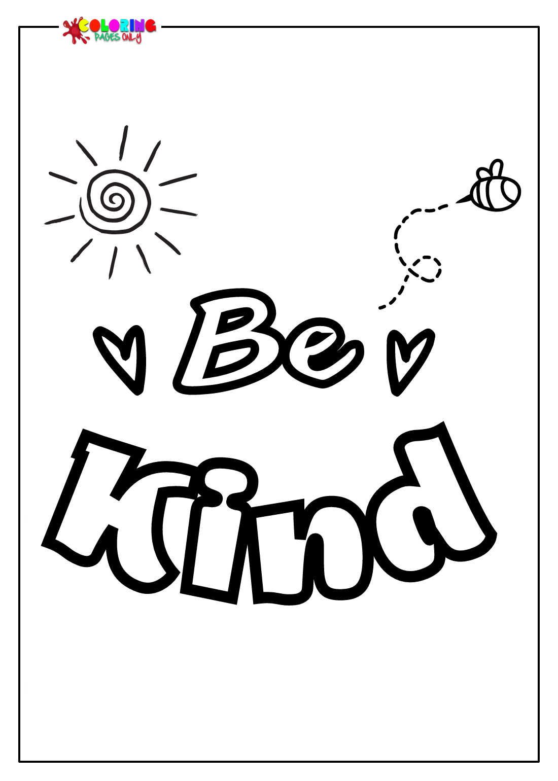 Be Kind Free Coloring Page