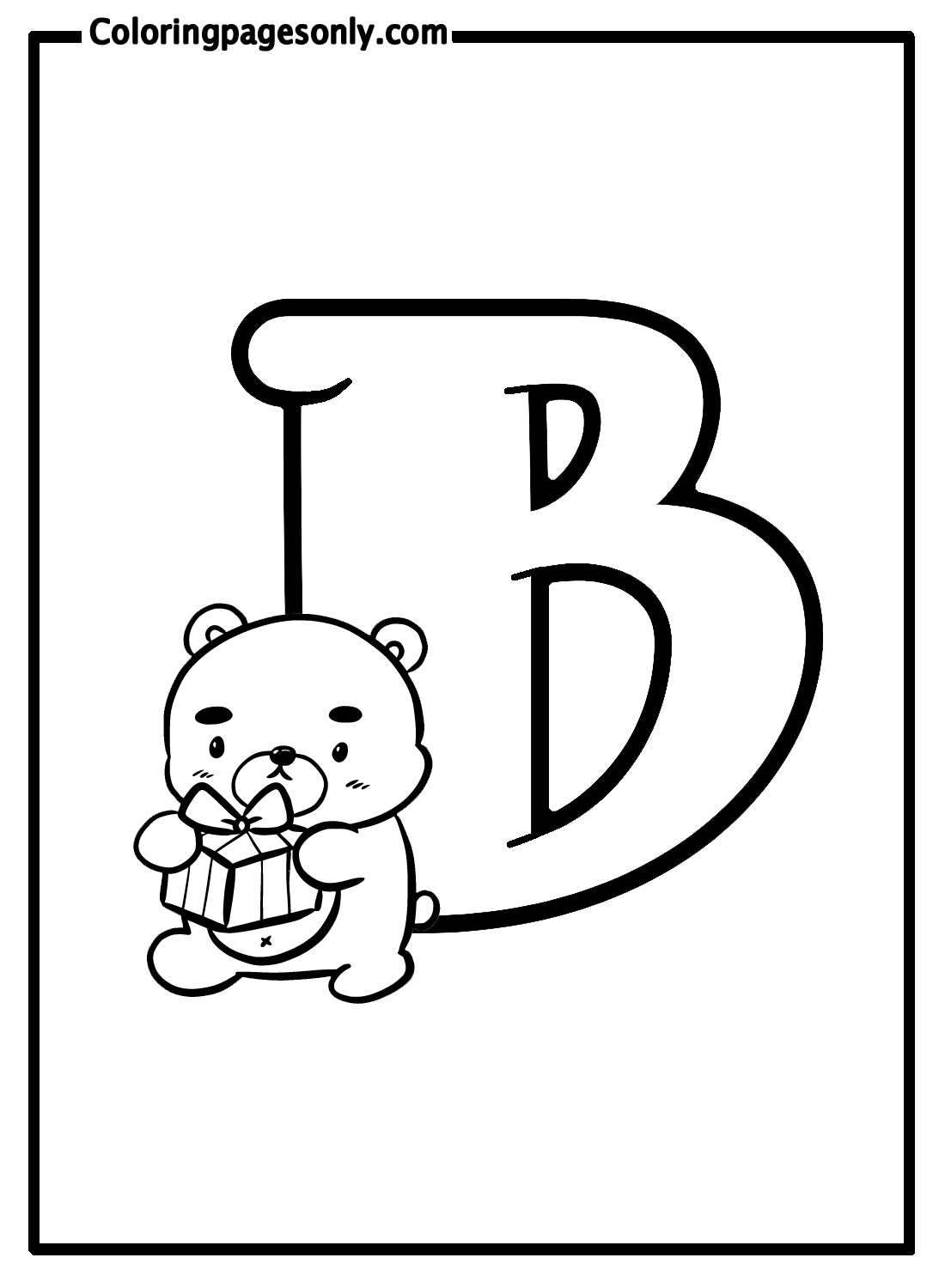 Bear With Letter B Coloring Pages
