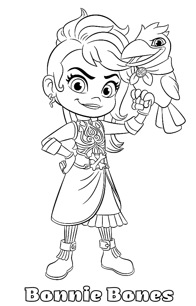 Bonnie Bones with Crow Sir Butterscotch Coloring Pages