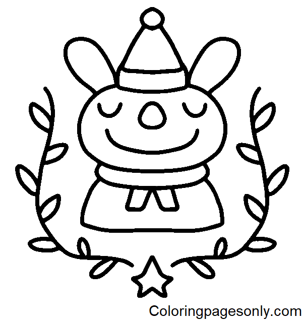 Bunny Christmas Free Printable Coloring Page
