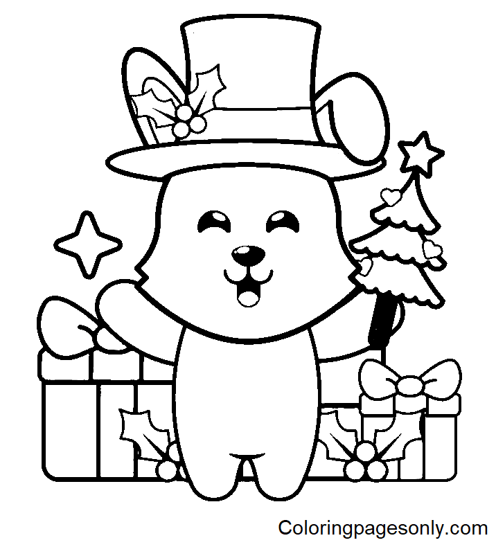 Conejito sosteniendo estrella y árbol de Navidad de Navidad 2023