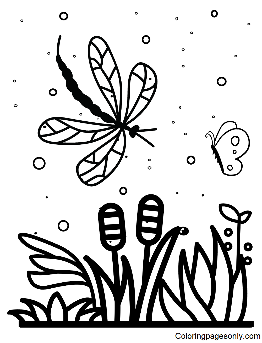 Butterfly with Flower Garden Coloring Pages