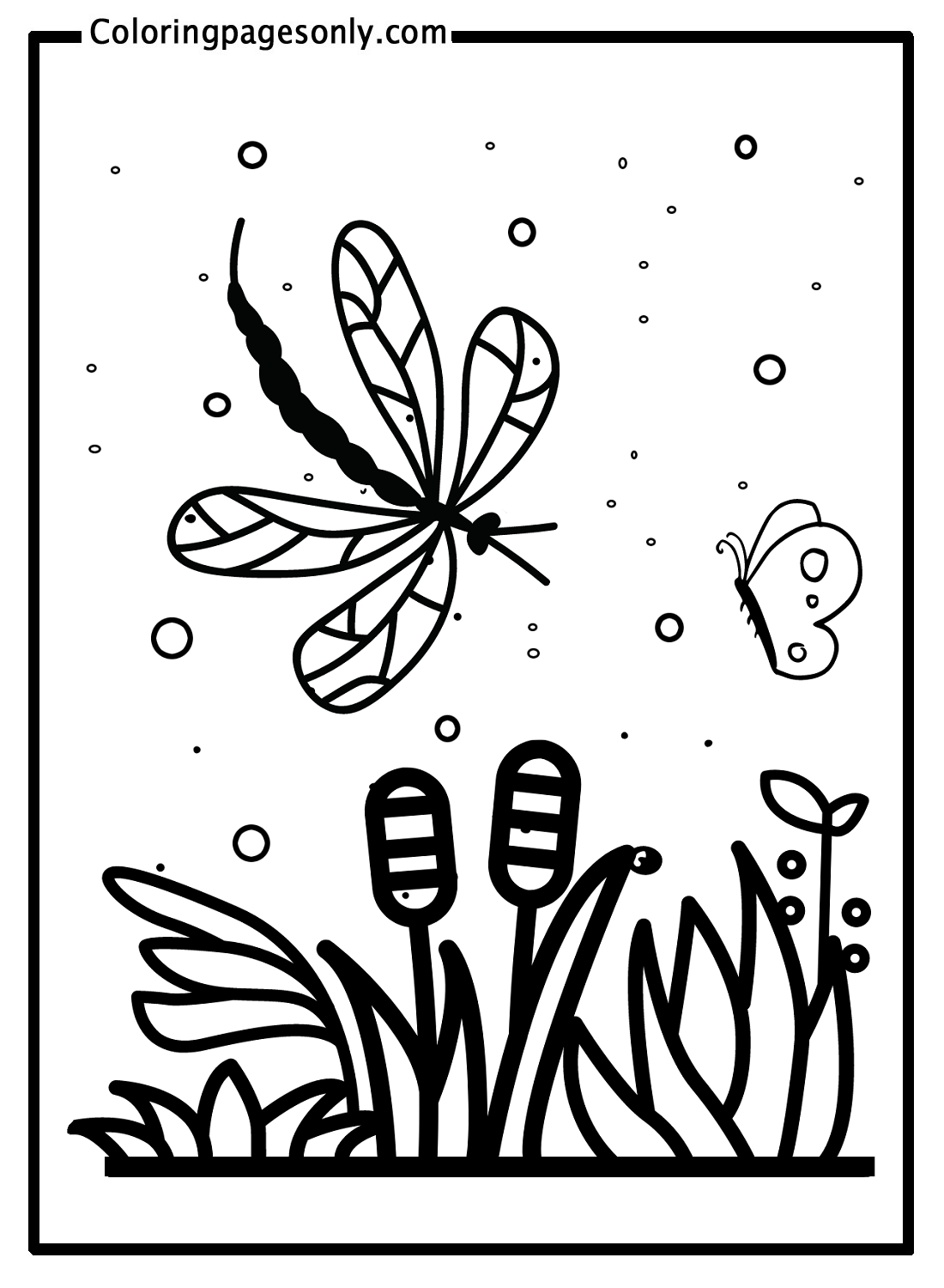 Butterfly With Flower Garden Coloring Pages