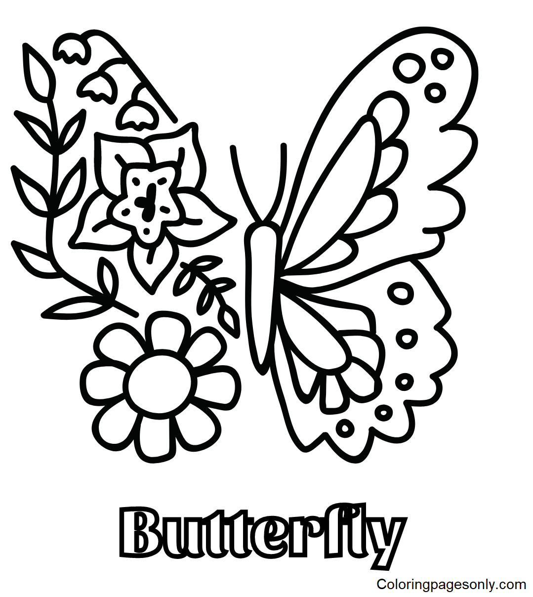 Butterfly with Flowers Coloring Pages