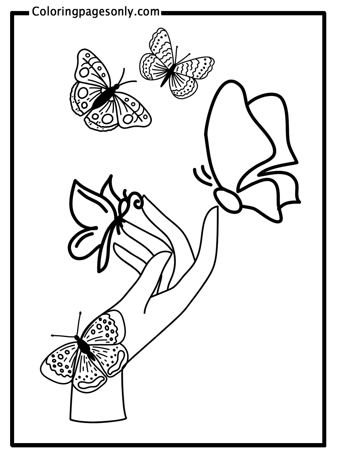 Butterfly With Hand Coloring Pages
