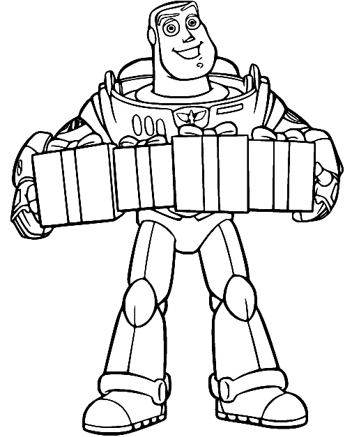 Buzz Lightyear with Gifts Coloring Pages