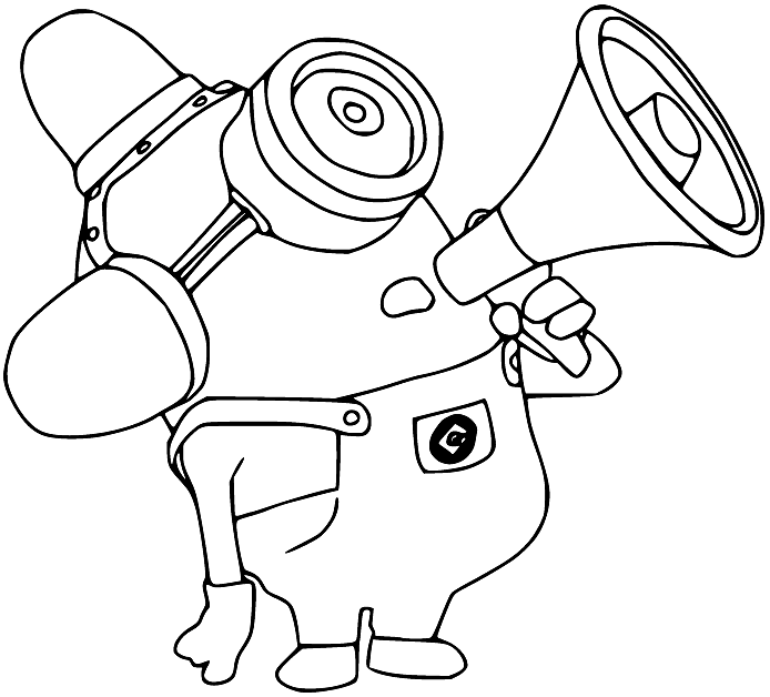 Carl Minion with Fire Hydrant Coloring Page