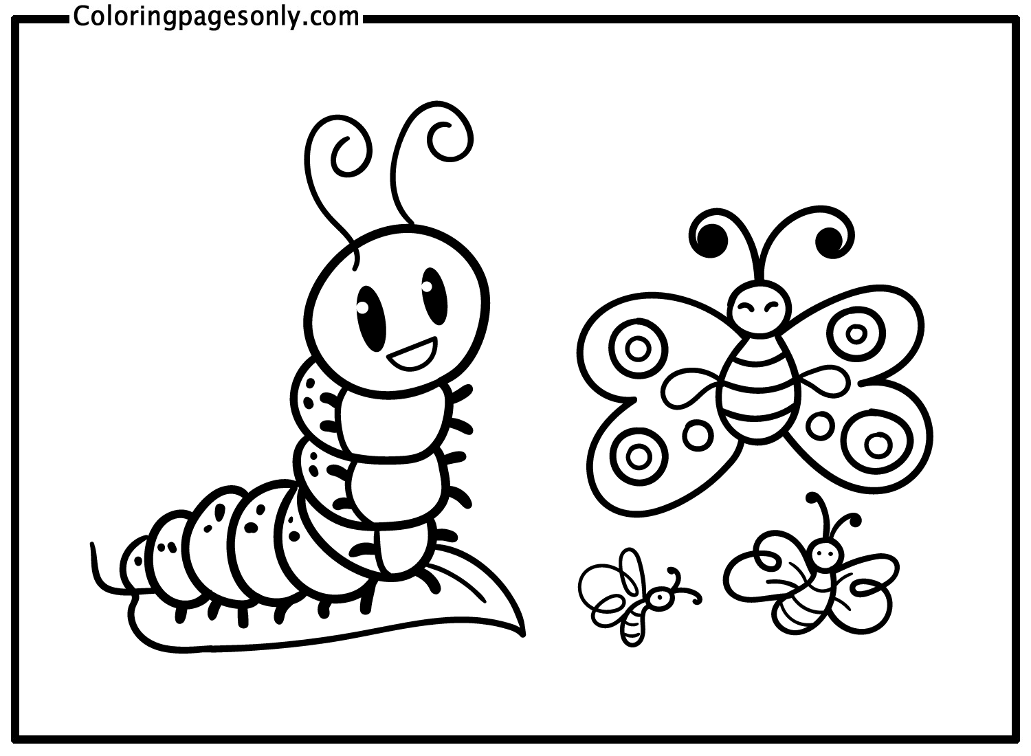 Dibujo de Oruga con Mariposas para colorear Dibujos para colorear