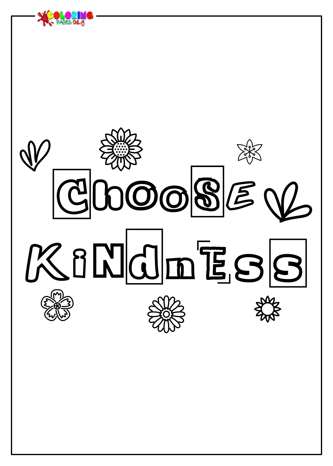 Choose Kindness Coloring Page