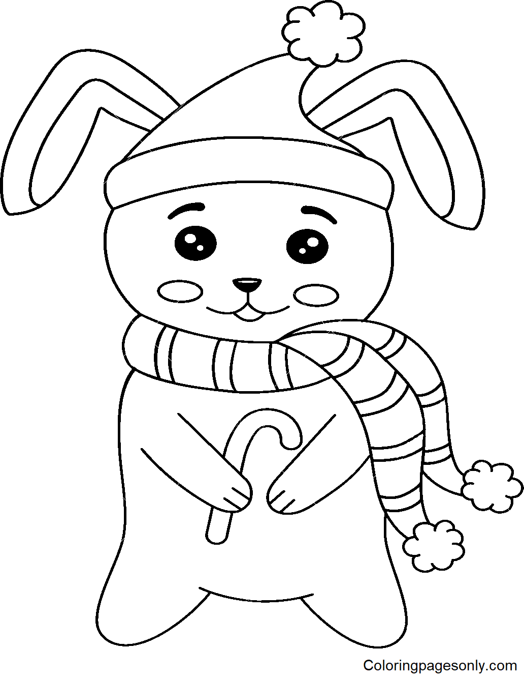 Раскраска Рождественский кролик 2023