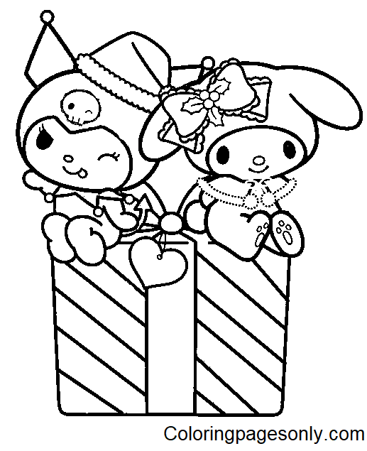 Christmas Kuromi With My Melody Coloring Pages Kuromi Coloring Pages Coloring Pages For Kids 