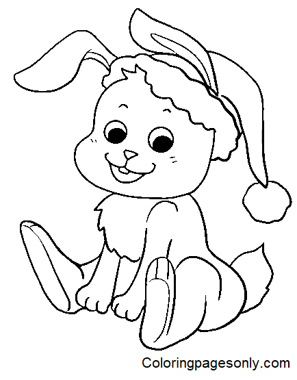 Pagina da colorare del coniglio di Natale 2023