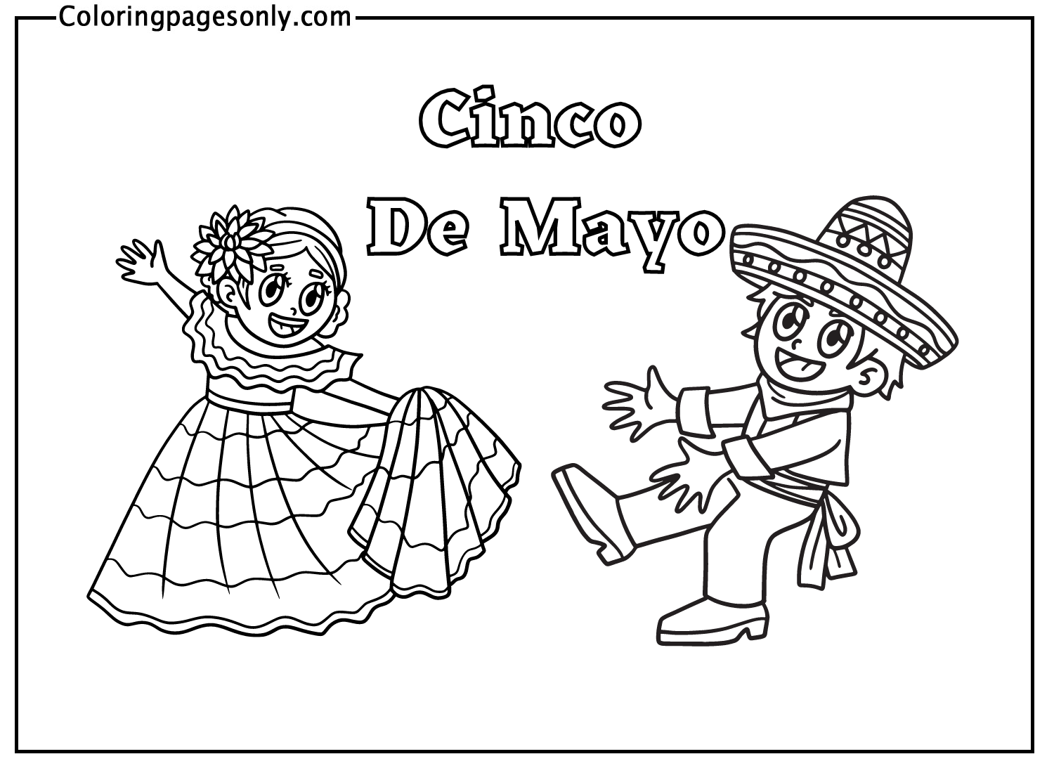 Cinco De Mayo Mexican Boy Dancing Coloring Pages