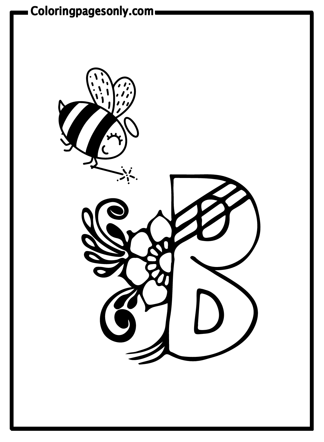 可爱的蜜蜂与字母 B 中的字母 B