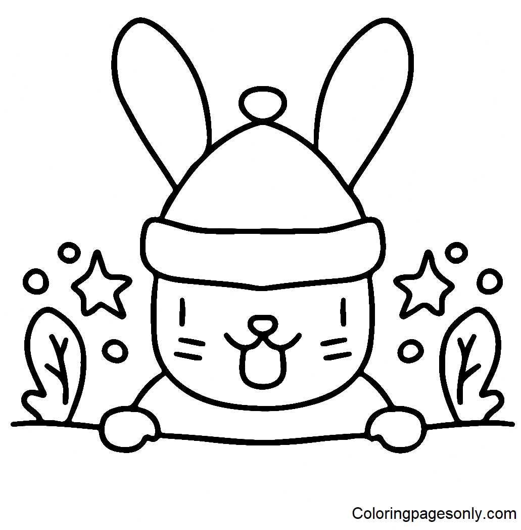 Cute Rabbit Christmas 2023 Coloring Pages