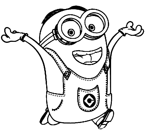 Dave The Minion Is Happy Coloring Page