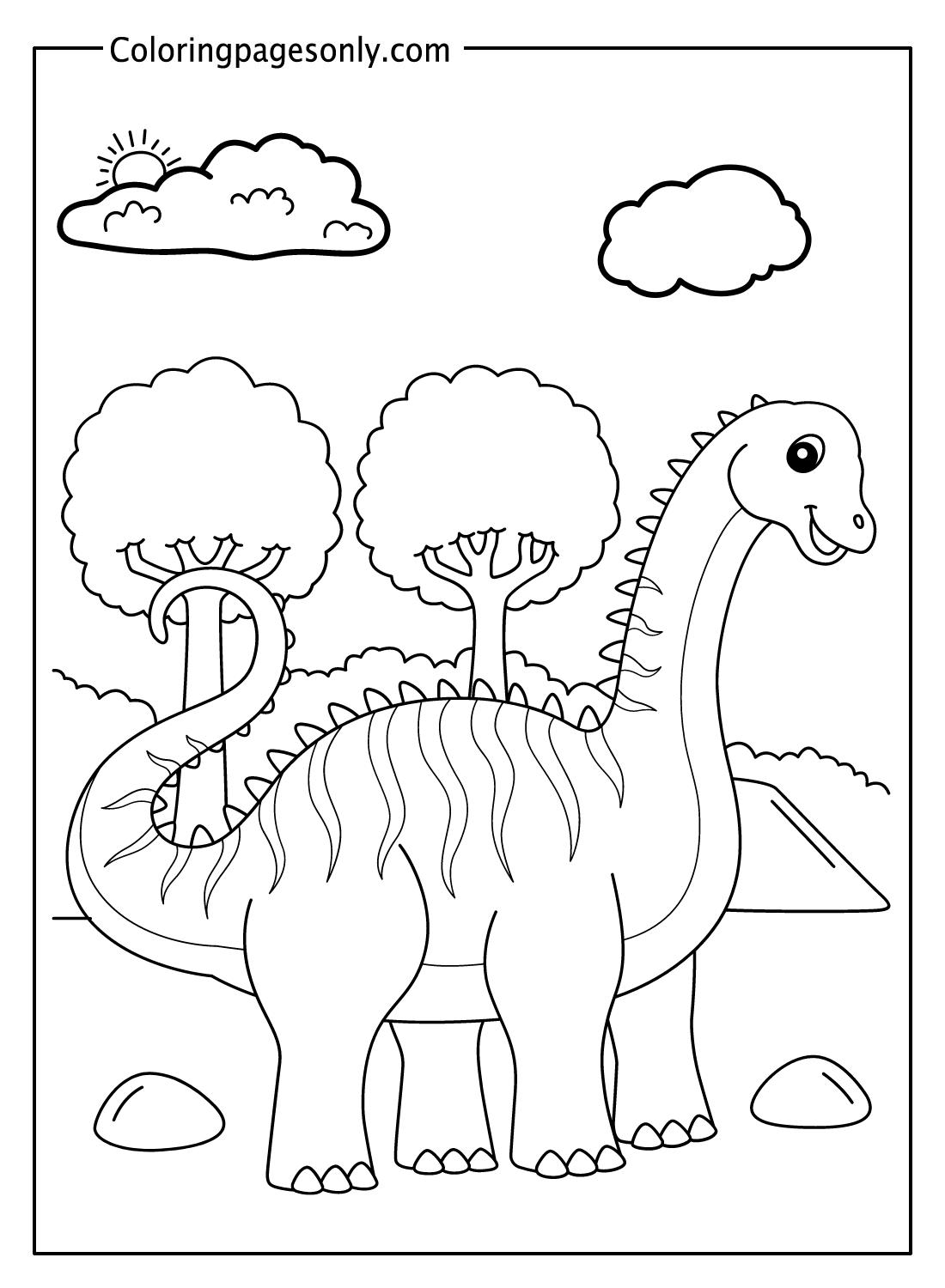 Desenho de Dinossauro Sorrindo para Colorir