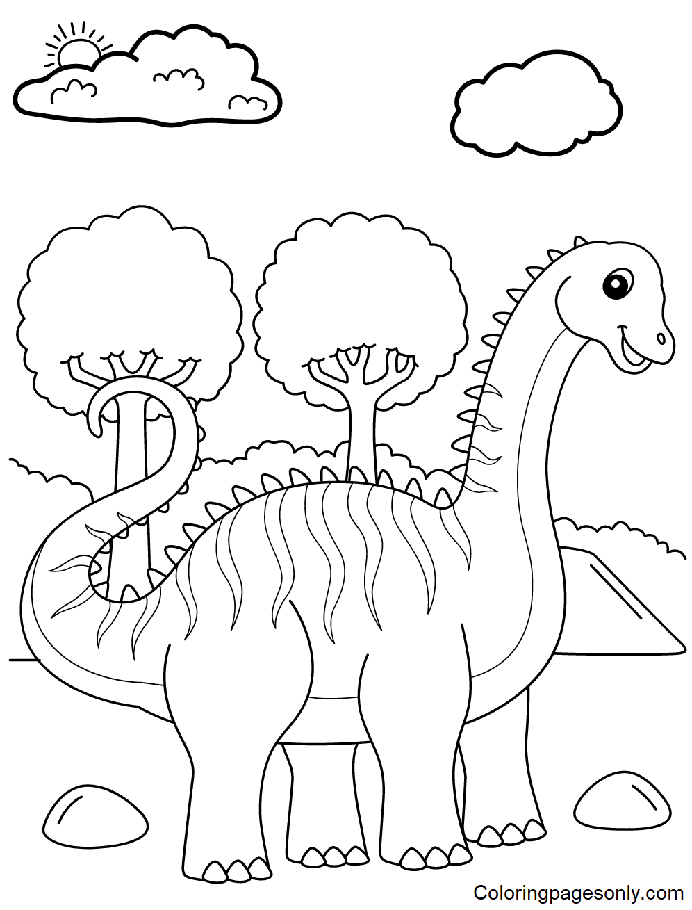Dinosaur Smiling Coloring Pages