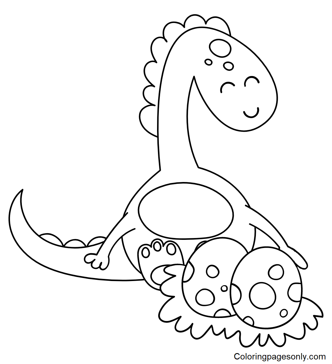 Dinosaur with Eggs Coloring Pages