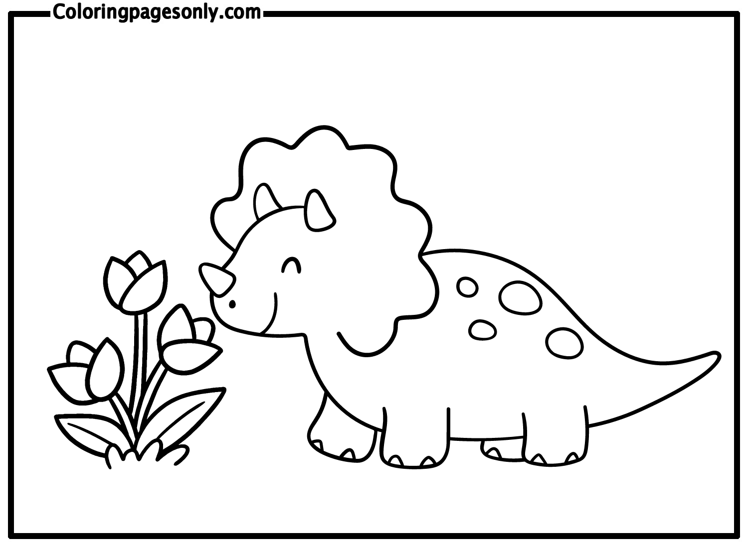 Динозавр с цветами трицератопса