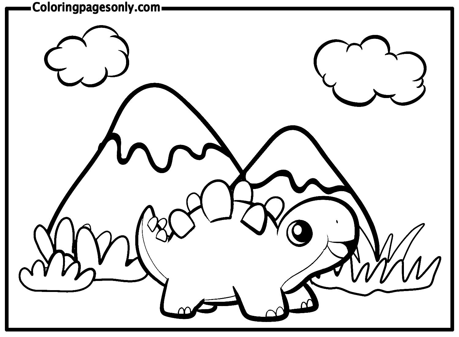 Dinosaure avec montagne de stégosaure