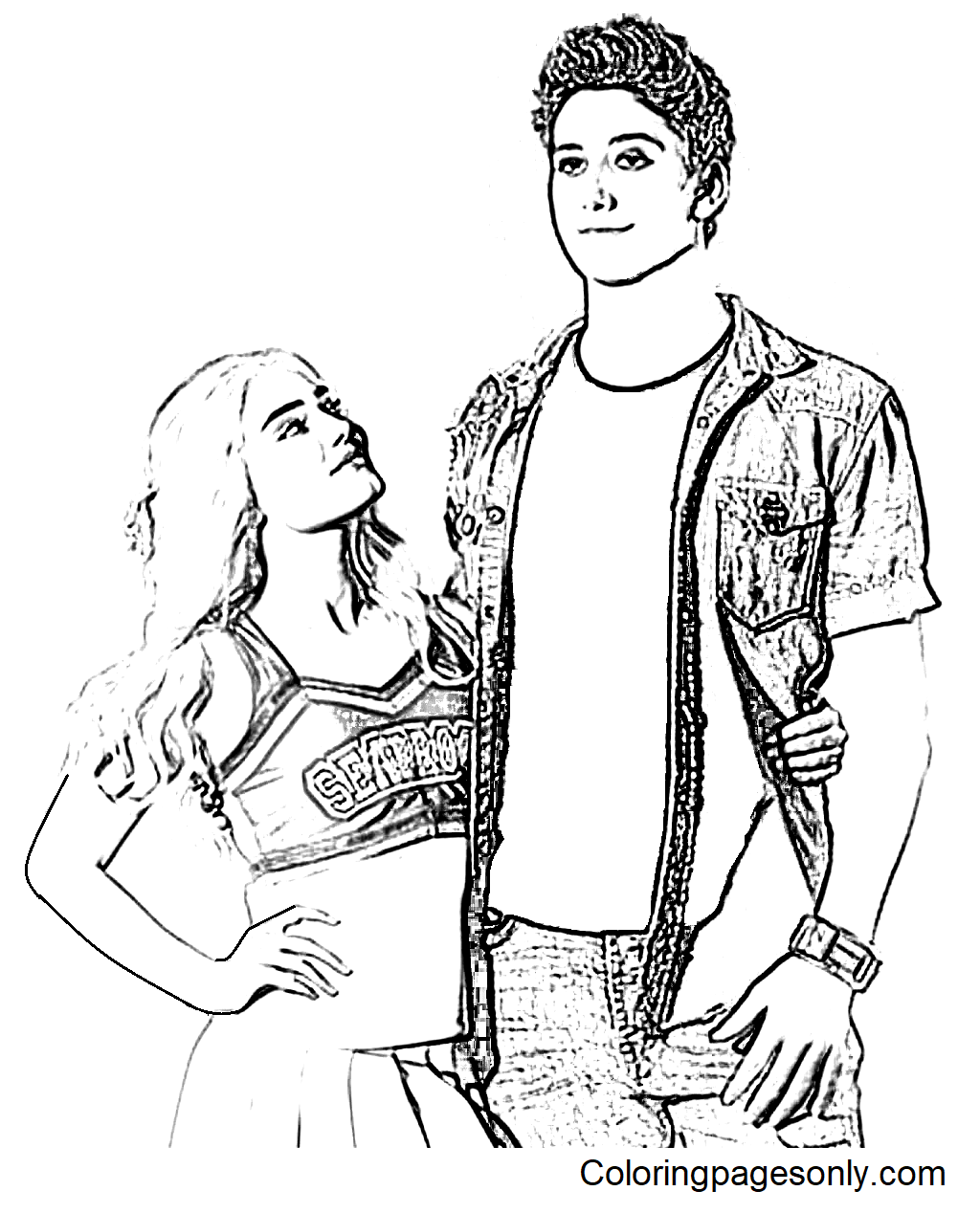 Disney Zombies Addison and Zed Coloring Page