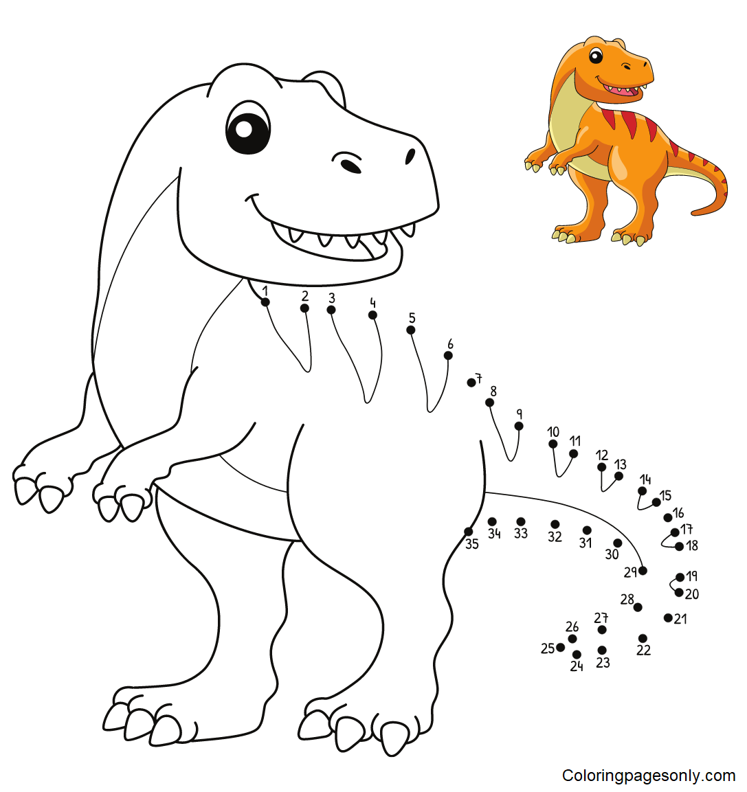 Dot to Dot Dinosaur Printable Coloring Pages