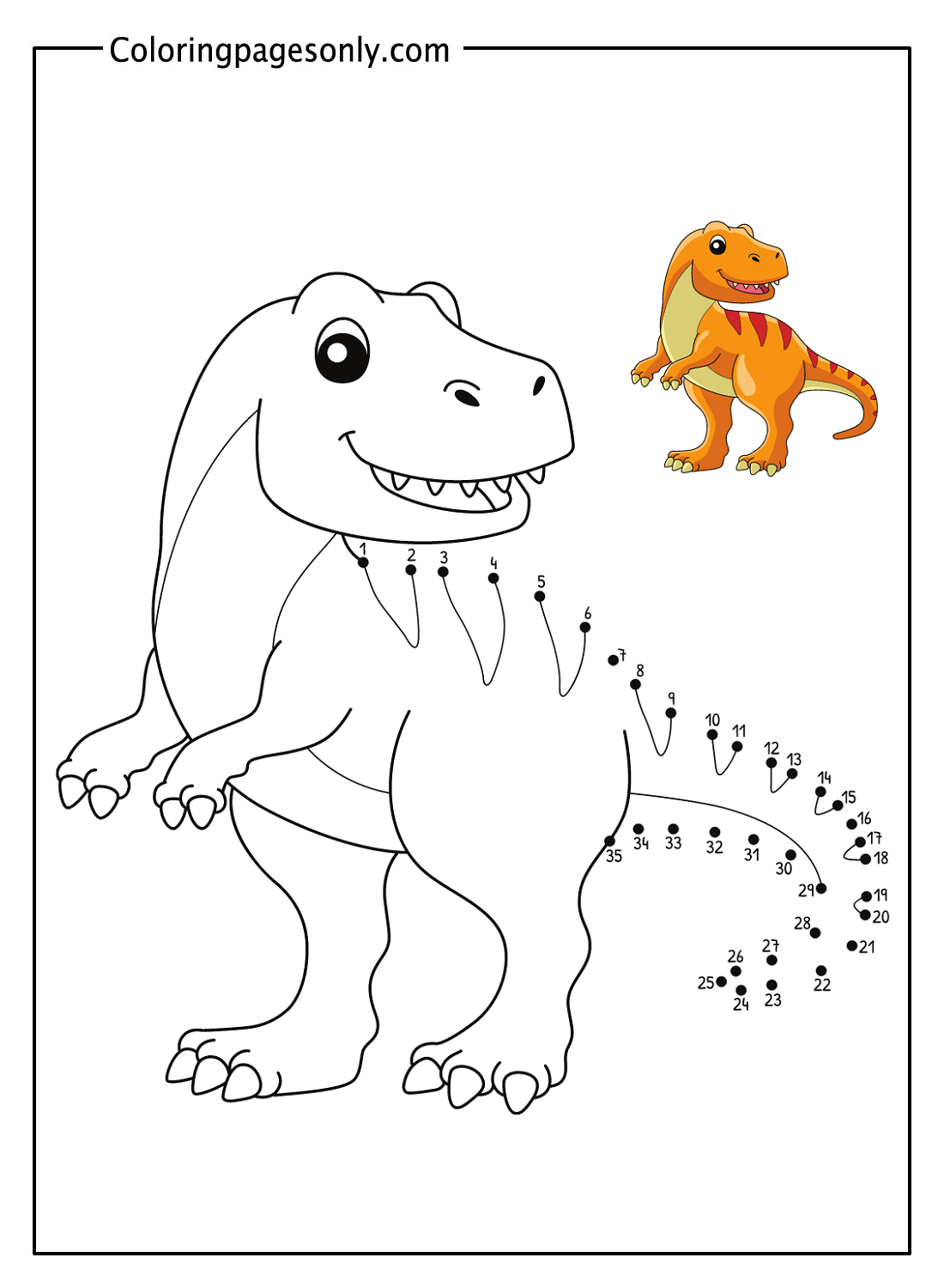 Dot To Dot Dinosaur Printable Coloring Pages