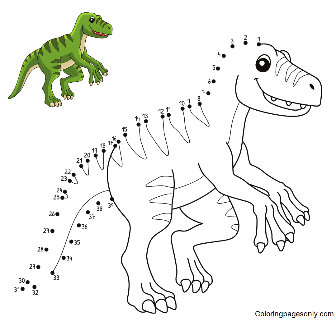 Dot to Dot Dinosaur to Print Coloring Pages