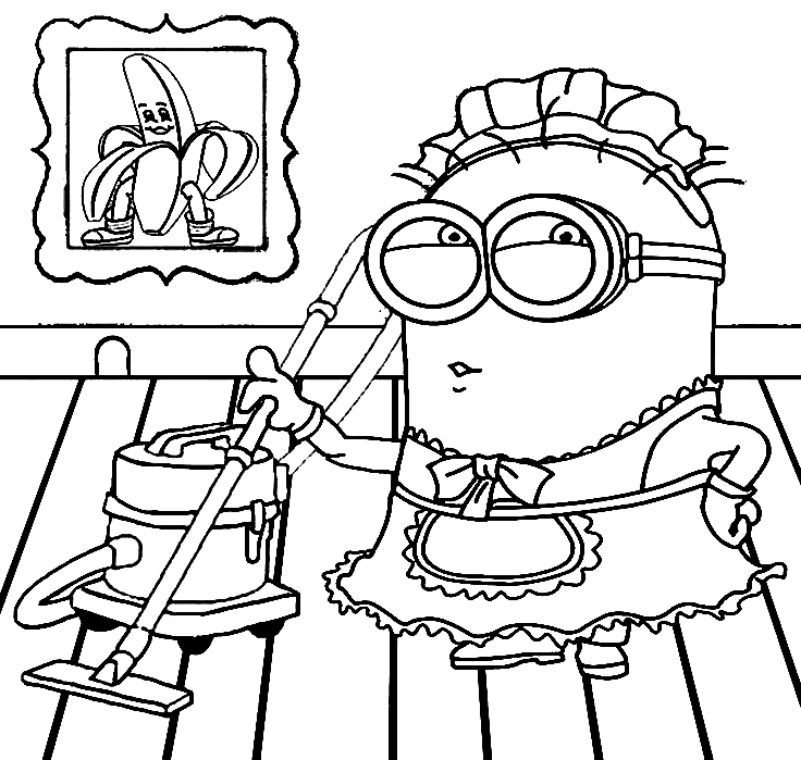 Dress Outfit Maid Minion Coloring Page