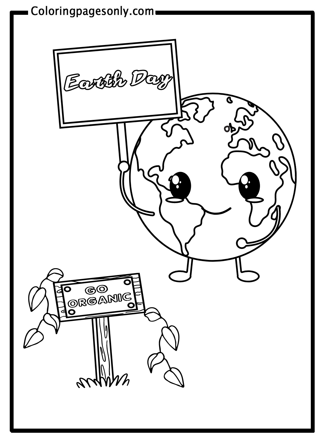 Earth Day Go Organic For Kids Coloring Pages