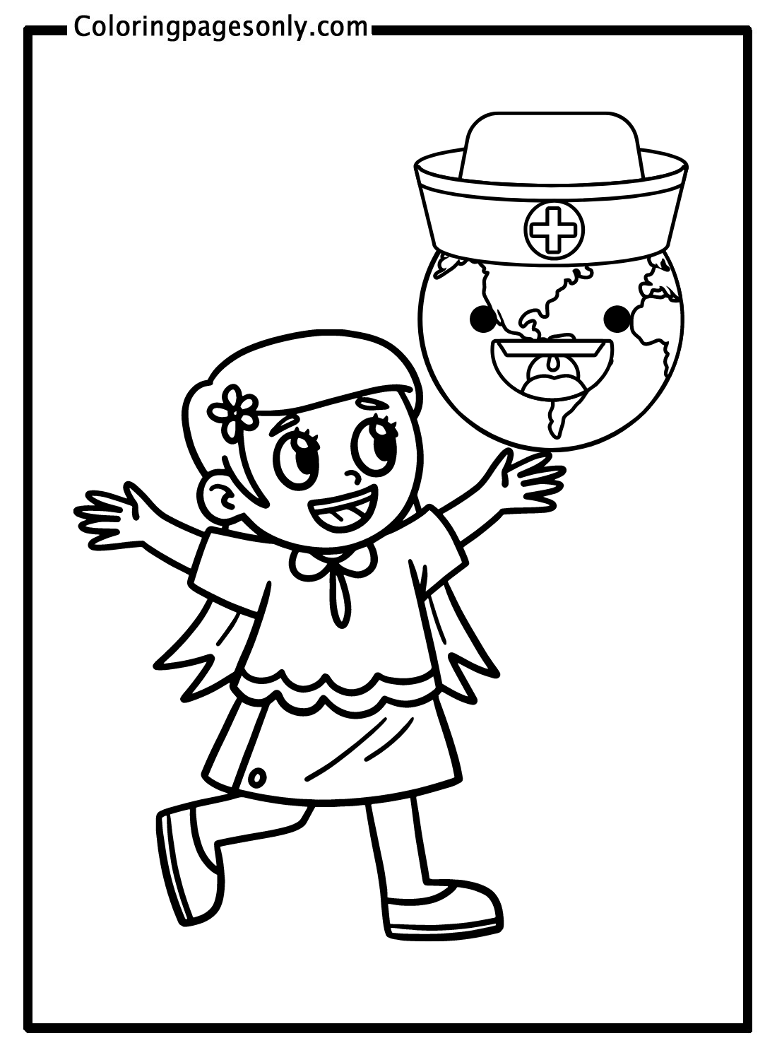 Earth Day Happy Girl Coloring Pages